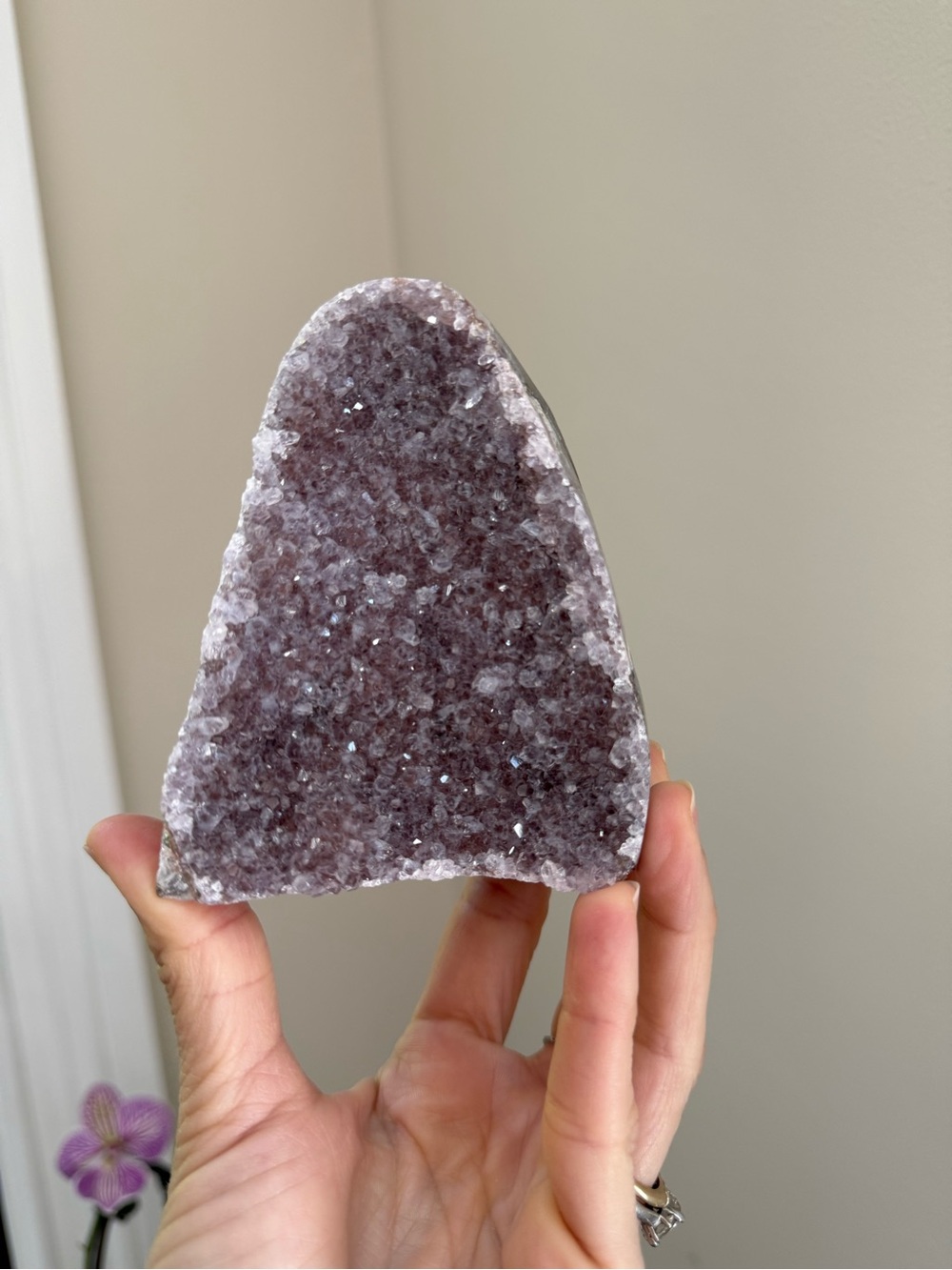 Stunning sparkly amethyst cut base specimen from Uruguay